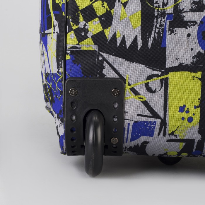 Сумка дорожная на колёсах «Граффити», 1 отдел, 1 наружный карман, цвет синий