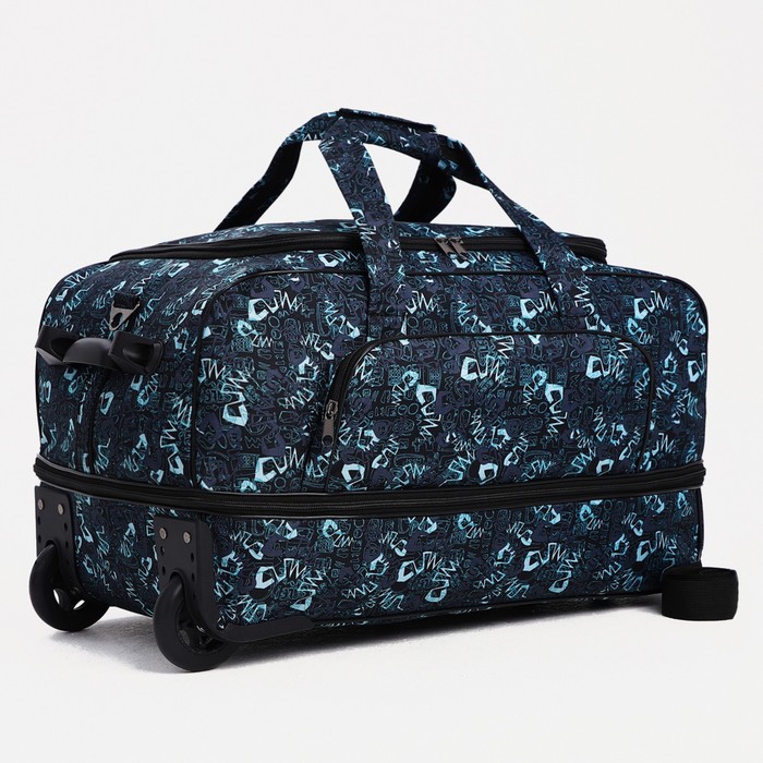 Сумка дорожная на колёсах «Двойки», с расширением, 1 отдел, 1 наружный карман, цвет синий