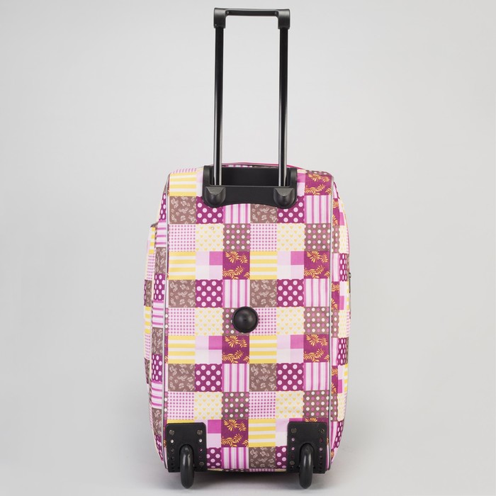 Сумка дорожная на колёсах "Заплатки", с расширением, 1 отдел, 1 наружный карман, цвет розовый
