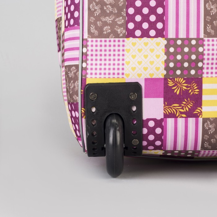 Сумка дорожная на колёсах "Заплатки", с расширением, 1 отдел, 1 наружный карман, цвет розовый