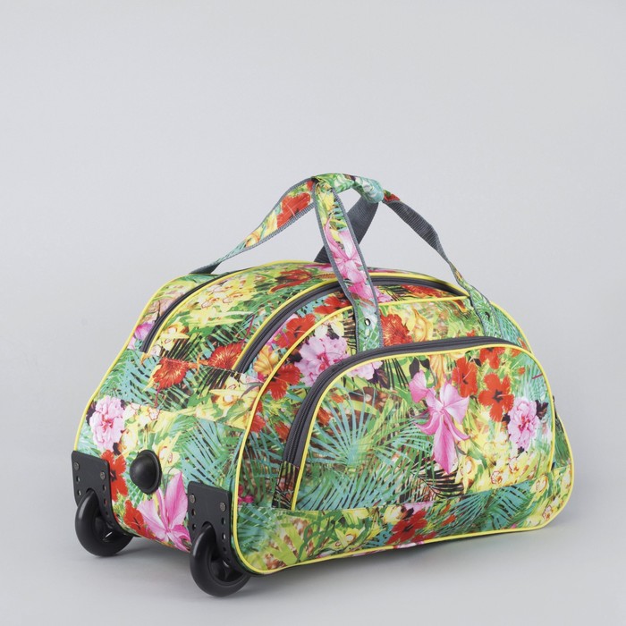 Сумка дорожная на колёсах «Цветы» , 1 отдел, 1 наружный карман