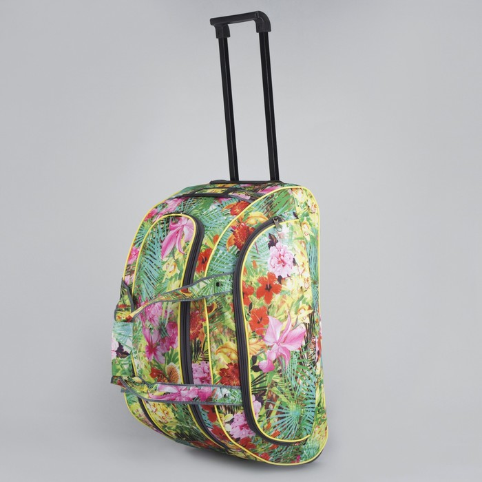 Сумка дорожная на колёсах «Цветы» , 1 отдел, 1 наружный карман