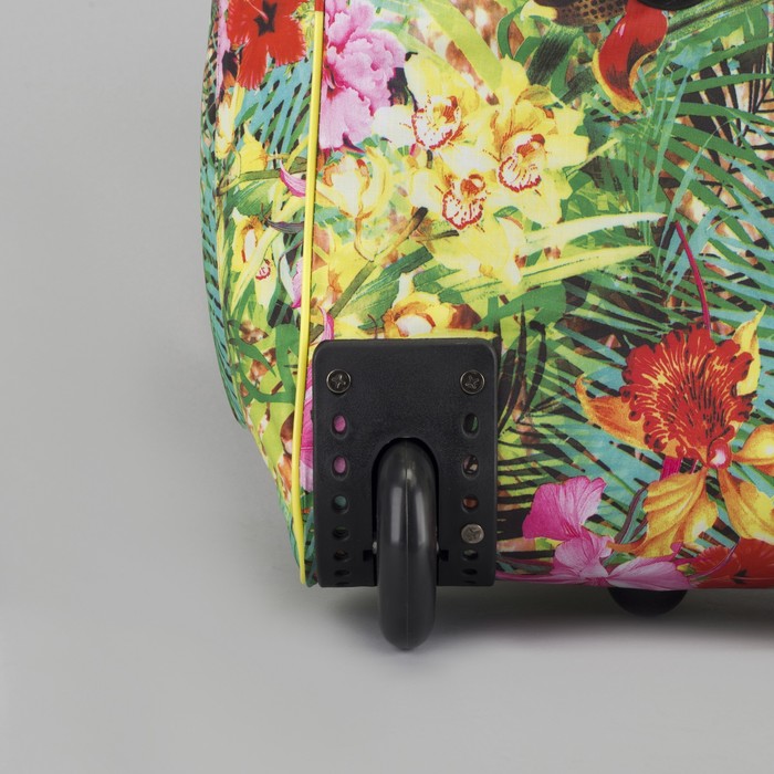 Сумка дорожная на колёсах «Цветы» , 1 отдел, 1 наружный карман