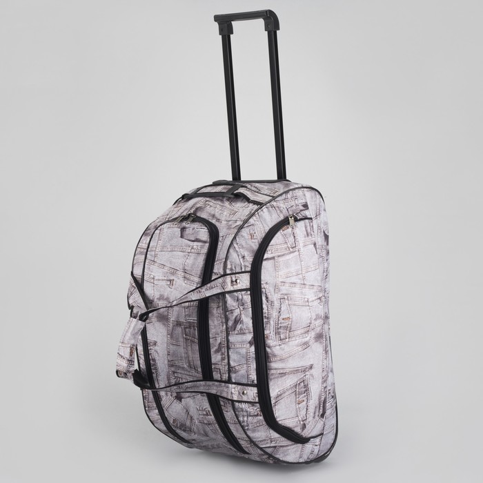 Сумка дорожная на колёсах, 1 отдел, 1 наружный карман, цвет серый/джинса