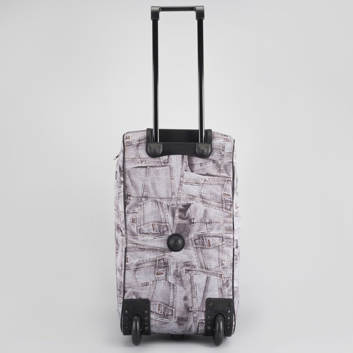 Сумка дорожная на колёсах, 1 отдел, 1 наружный карман, цвет серый/джинса