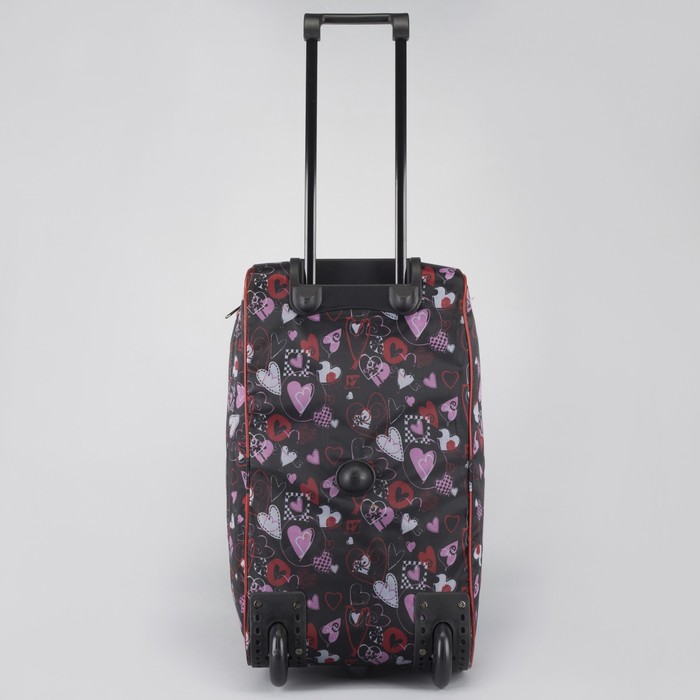 Сумка дорожная на колёсах «Сердца», 1 отдел, 1 наружный карман, цвет чёрный