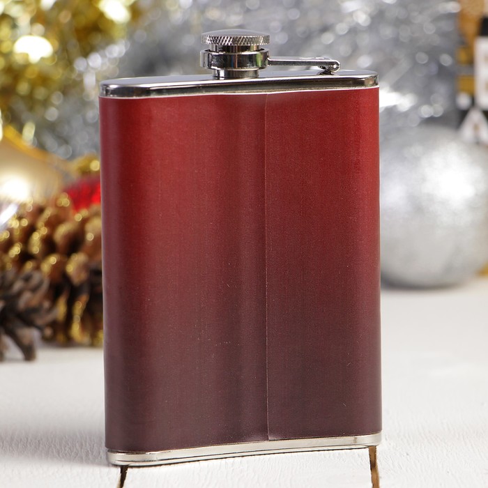 Фляжка 240 мл Wish You a Happy New Year, рисунок «ёлочка», коричневая