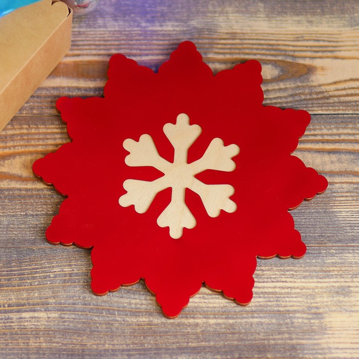 Подставка под горячее "Снежинка" большая металл+дерево 20х20см