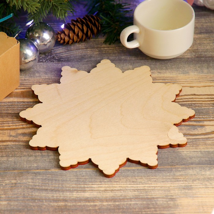 Подставка под горячее "Снежинка" большая металл+дерево 20х20см