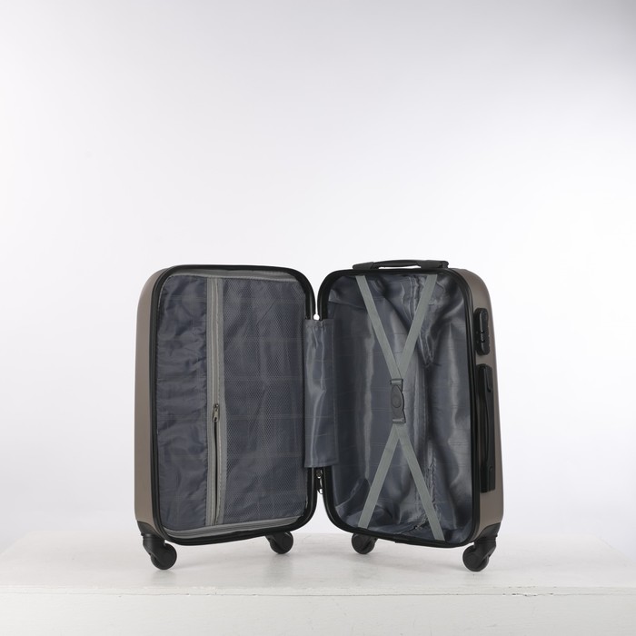 Чемодан малый "Урбан", 20", отдел на молнии, кодовый замок, 4 колеса, цвет бежевый