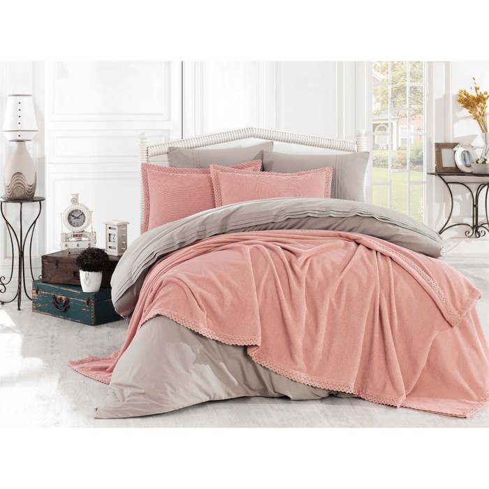 КПБ Natural 2 сп, 160х240 см, 160х220 см, 50х70 см-6 шт., покрывало 230х250 см, персик