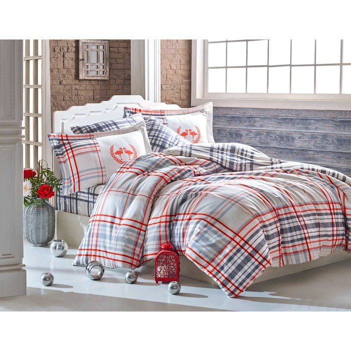 КПБ Flamingo дуэт, 240х260 см, 160х220 см-2 шт., 50х70 см, 70х70 см по 2 шт., красный