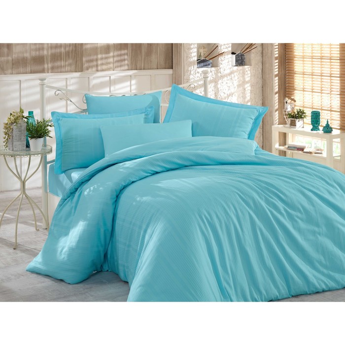 КПБ Stripe 1,5 сп, 160х240 см, 160х220 см, 50х70 см, 70х70 см по 1 шт., голубой