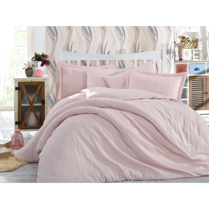КПБ Stripe 1,5 сп, 160х240 см, 160х220 см, 50х70 см, 70х70 см по 1 шт., нежно-розовый