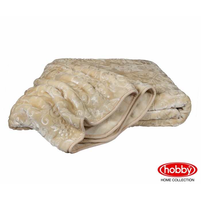 Покрывало Yelizaveta, размер 160х200 см, бежевый, велсофт 630 г/м2