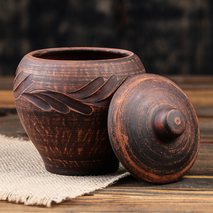 Горшок духовой 0,45 л, красная глина