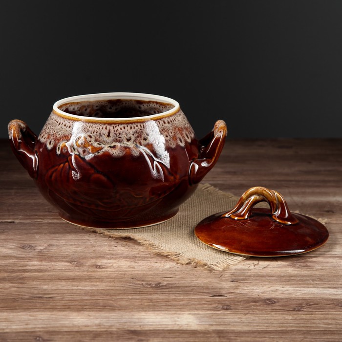 Супник керамический "Свинка", 3,5 л, коричневый