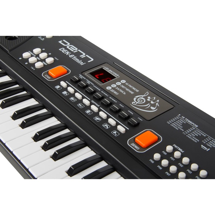 Синтезатор DENN DEK61mini, 16 тембров, полифония 4 тона, 61 клавиша