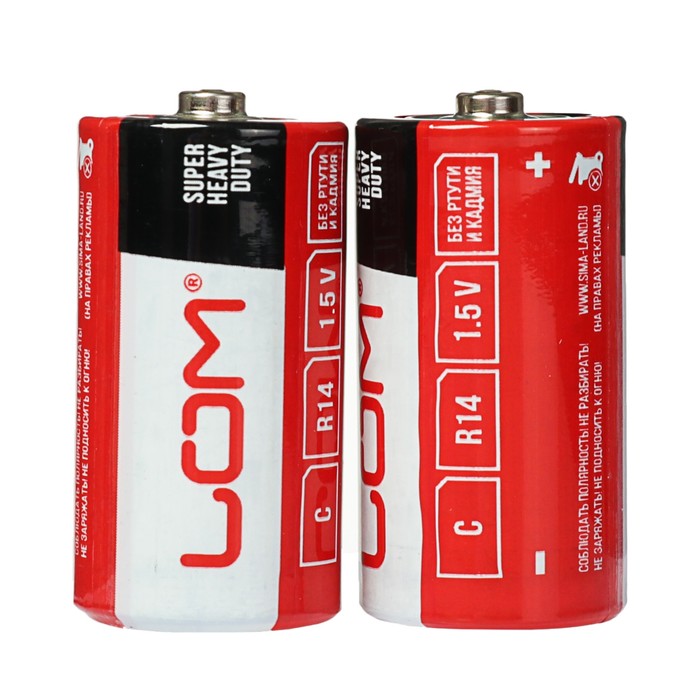 Батарейка Солевая LOM Super Heavy Duty, R14, Type C, 2 шт, спайка