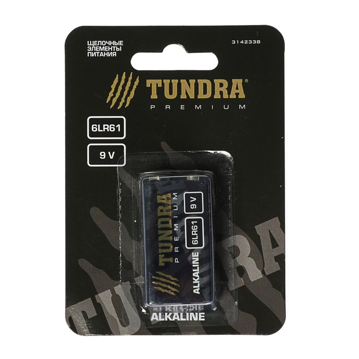 Батарейка Щелочная TUNDRA, ALKALINE 9V, 1 шт, блистер