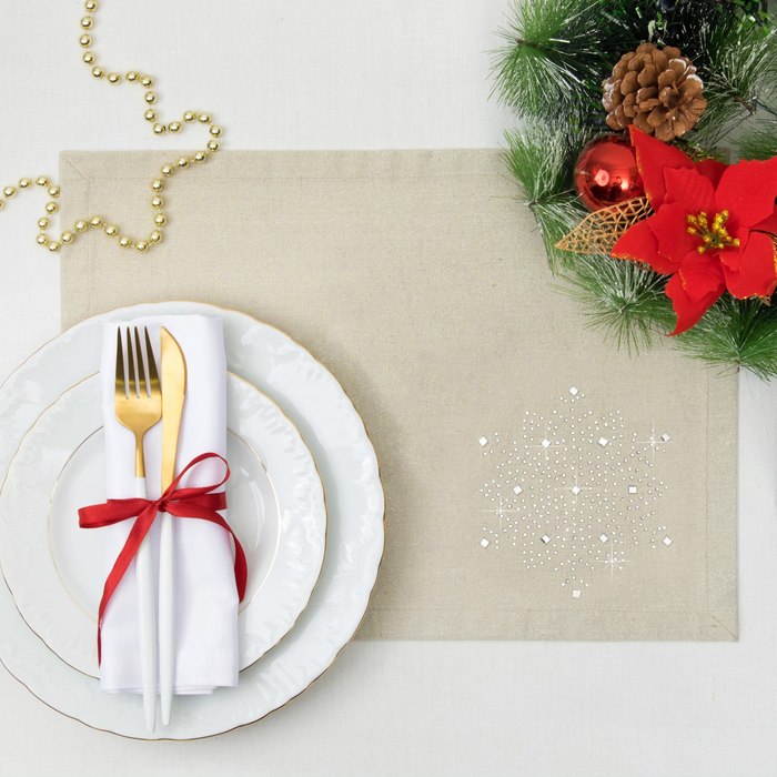 Салфетка "Этель" Снежинка серебро 30х40 см, 80% хлопок, 20% п/э