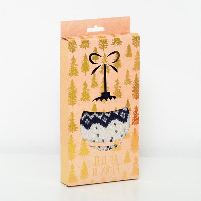 Варежки женские KAFTAN "Северный олень", синие, р-р 19, акрил 70%, шерсть 30%