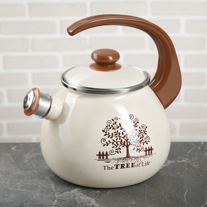 Чайник 2,5 л Tree, эмалированная крышка, свисток