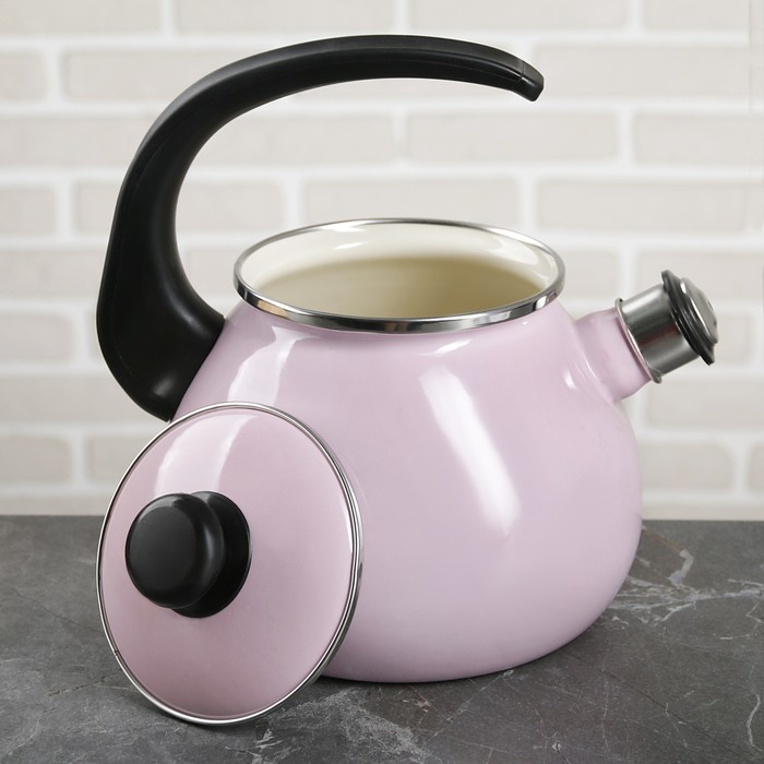 Чайник 2,5 л "Розовая", эмалированная крышка, свисток