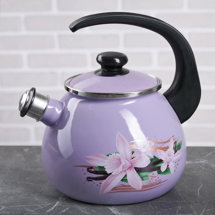 Чайник 2,5 л "Ваниль", эмалированная .крышка, свисток