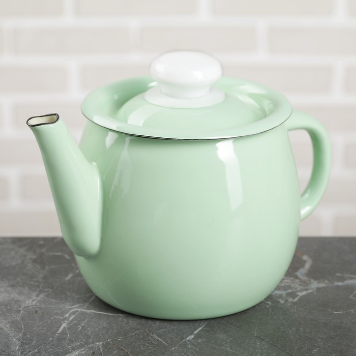 Чайник 1 л "Мятная прохлада", эмалированная крышка