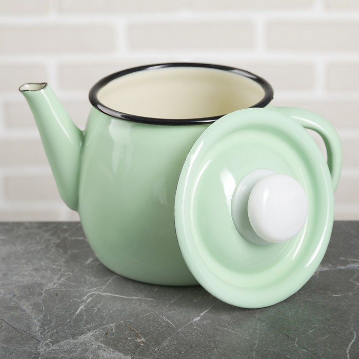 Чайник 1 л "Мятная прохлада", эмалированная крышка