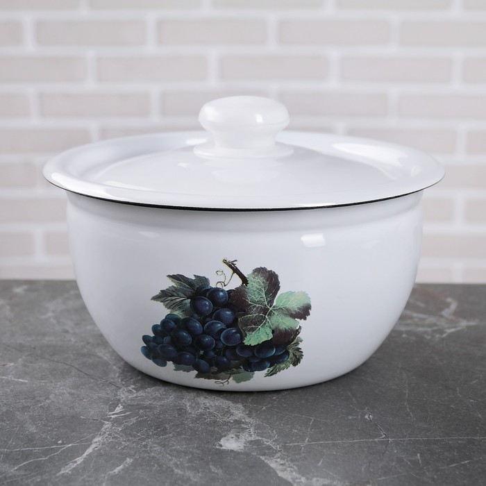 Салатник 1,5 л "Виноград", эмалированная крышка