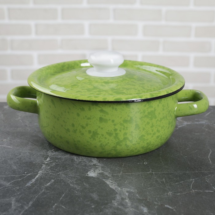 Кастрюля цилиндрическая 1 л "Киви", эмалированная крышка