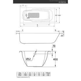 Ванна стальная BLB Atlantica 180х80 см, без отверстия для ручек от Сима-ленд