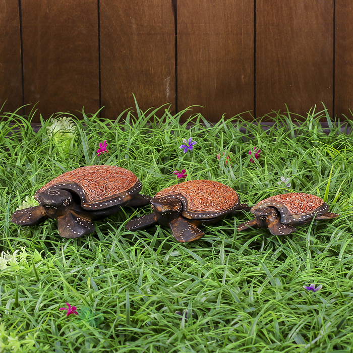 Набор сувенирный &quot;Черепашка тайник&quot;(12,15,20) 20х6х20 см