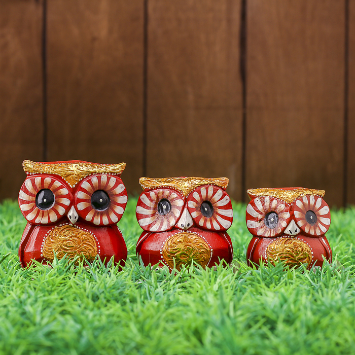 Набор сувенирный "Красные совы" (4,5,6) 17х5х6 см