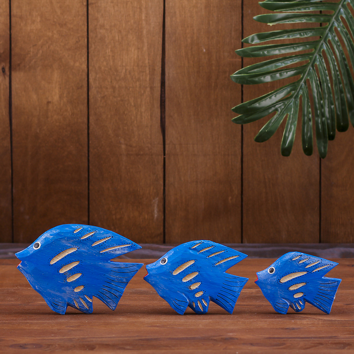 Набор сувенирный &quot;Рыбки&quot; голубой 14х8х10 см