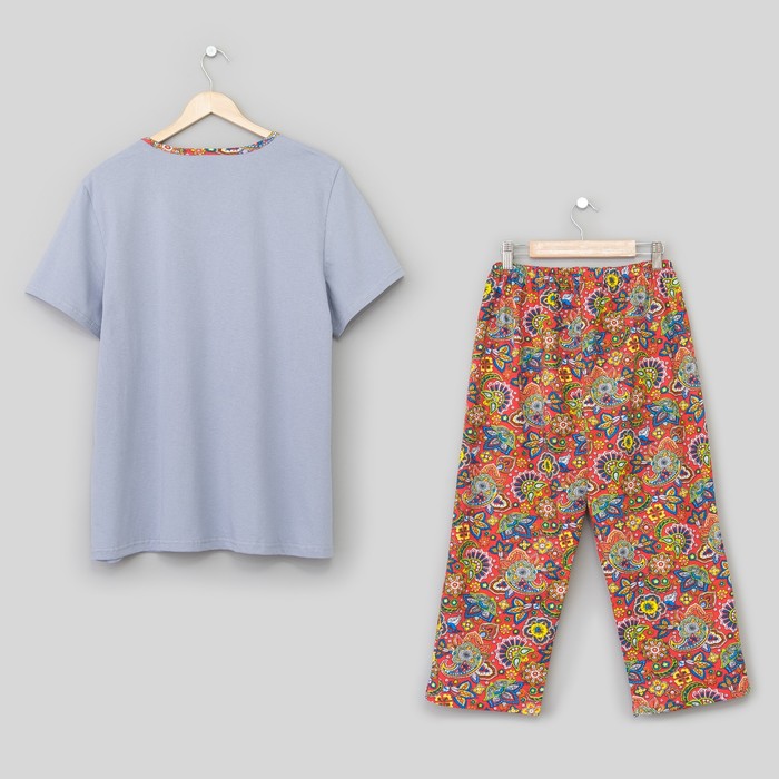 Комплект женский (футболка, бриджи) 297 Катрин цвет голубой, р-р 52