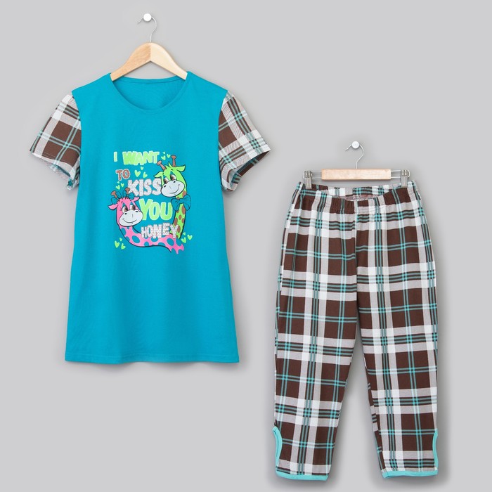 Комплект женский (футболка, бриджи) КФБ 208 цвет МИКС, р-р 48