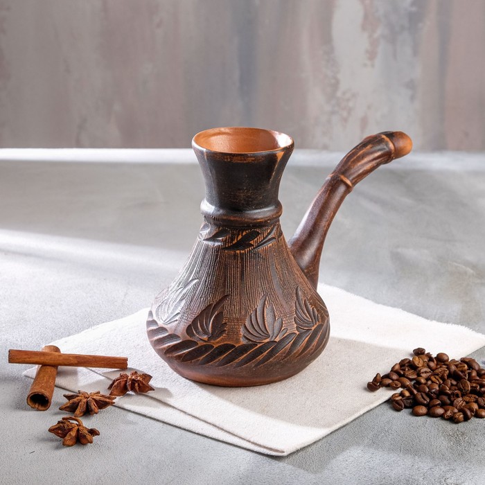 Турка для кофе "Узор" красная глина микс