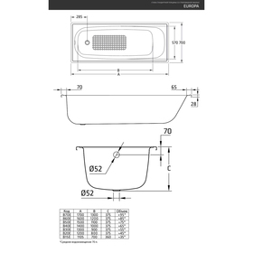 Ванна стальная BLB Europa 150х70 см от Сима-ленд