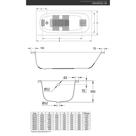 Ванна стальная BLB Universal HG 170х75 см, 3,5 мм, с отверстием для ручек 208 мм от Сима-ленд