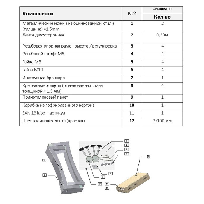 Ножки для стальных ванн BLB Universal, Anatomica, Europa