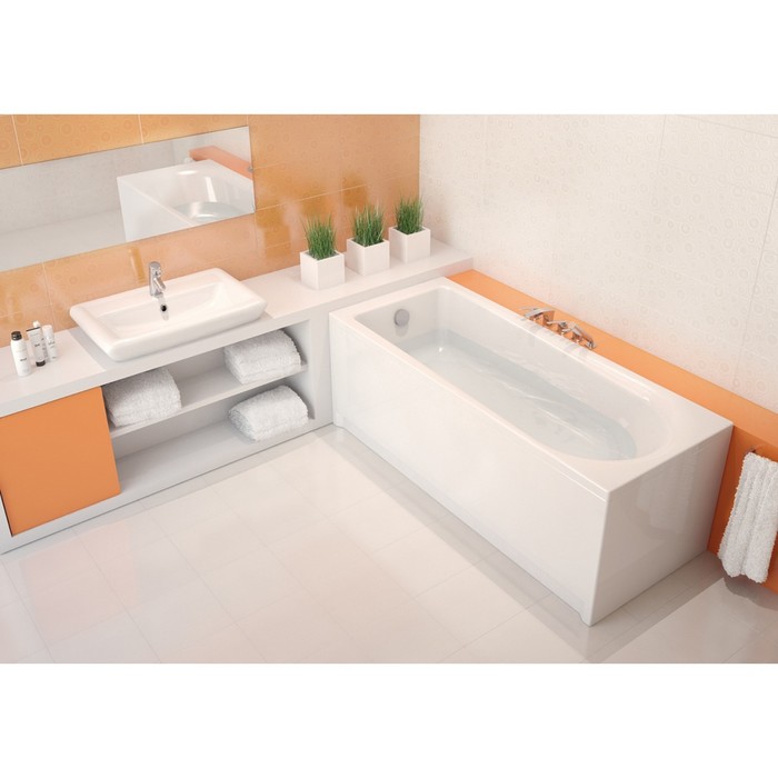 Ванна акриловая Cersanit Flavia 150x70 см, с ножками, цвет белый