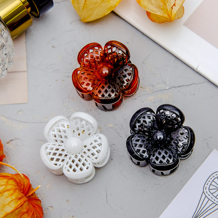 Краб для волос "Брианна" 3,5 см, лютик,  микс