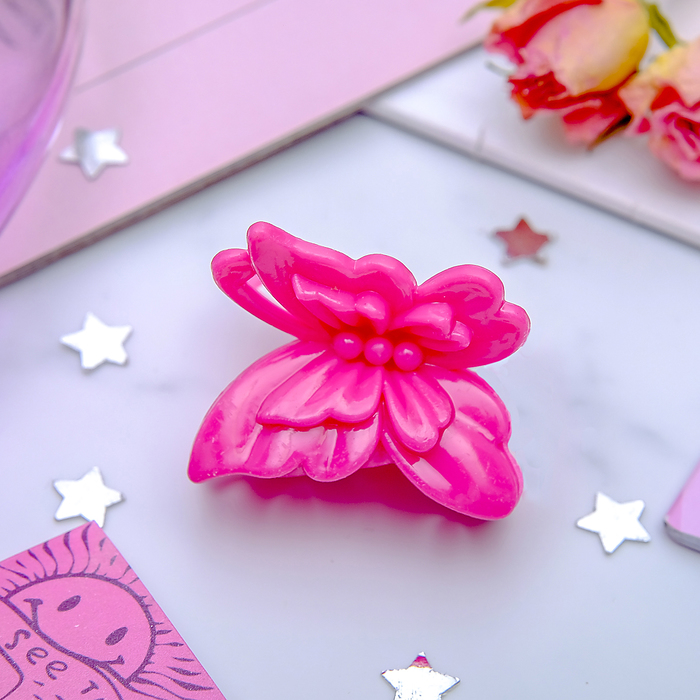 Краб для волос "Яркий" 3,7 см, бабочка, микс