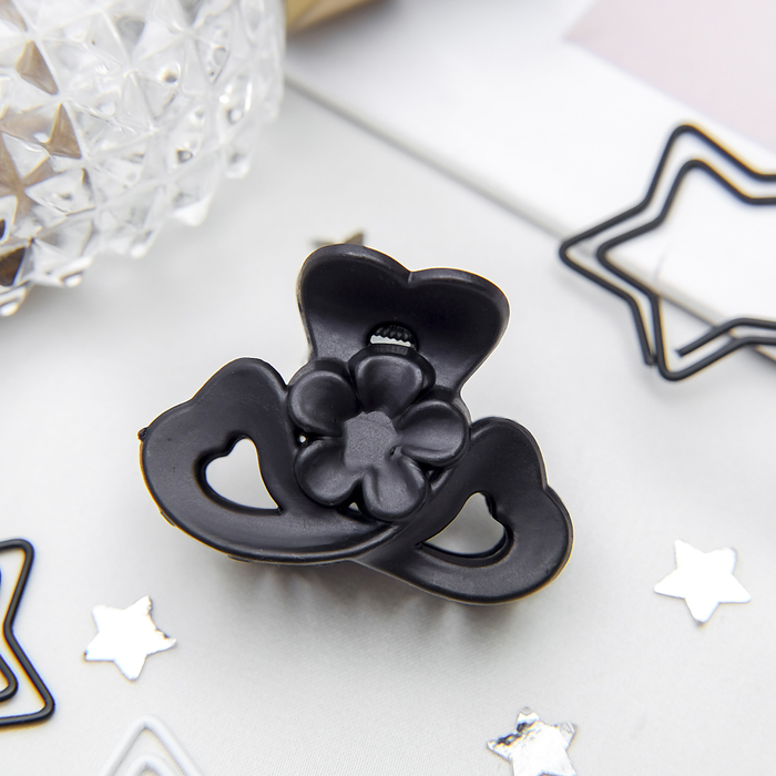 Краб для волос "Матовый" 4 см, цветок, чёрный