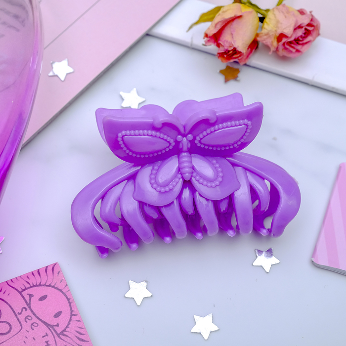 Краб для волос "Яркий" 7 см, бабочка, микс