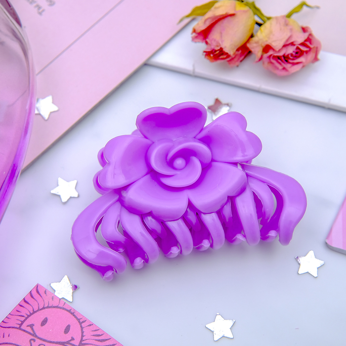 Краб для волос "Яркий" 7 см, бутончик, микс