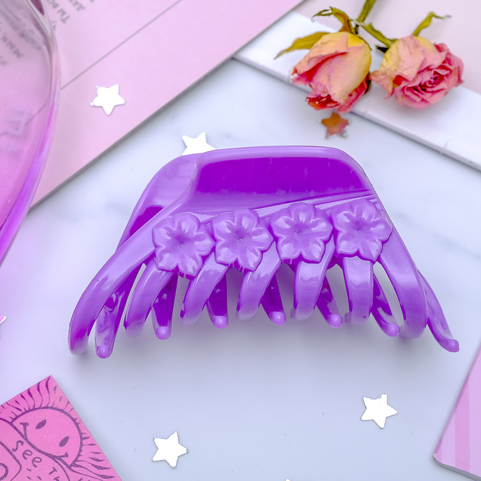 Краб для волос "Яркий" 9 см, цветочки, микс